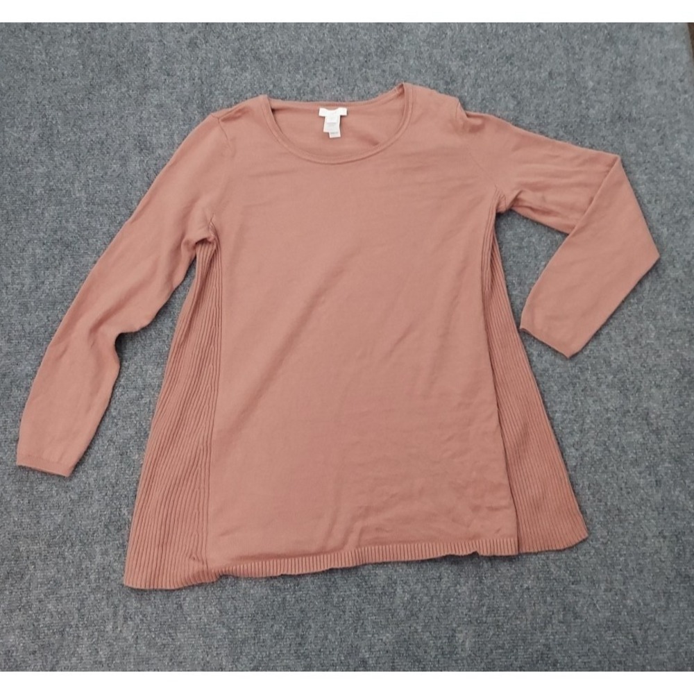 J Jill Sweater Women Small Petite Pink Pullover Crew Neck Long‎ Sleeve Tunic